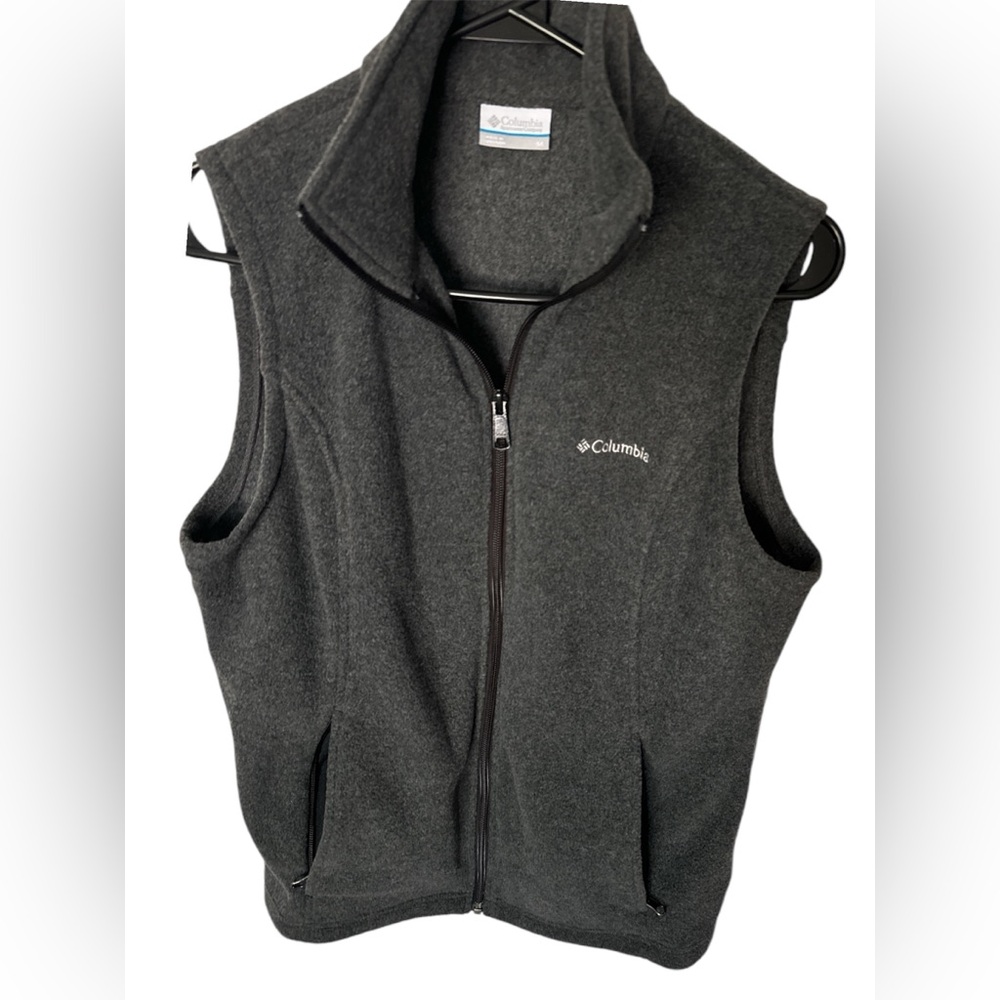 Women's Columbia Fleece Vest Jackets & Coats Medium Full Zip Sleeveless Gray